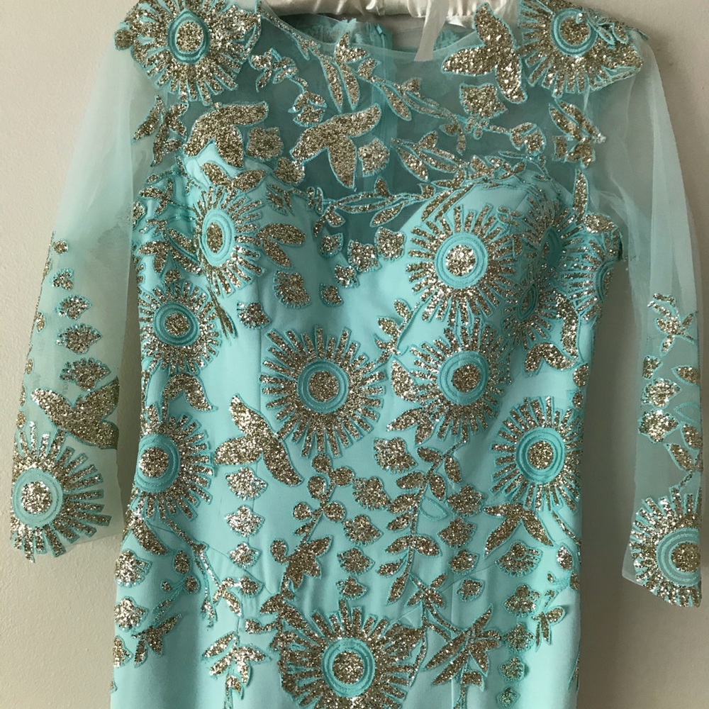 Turquoise and Gold Special Occasion Dress